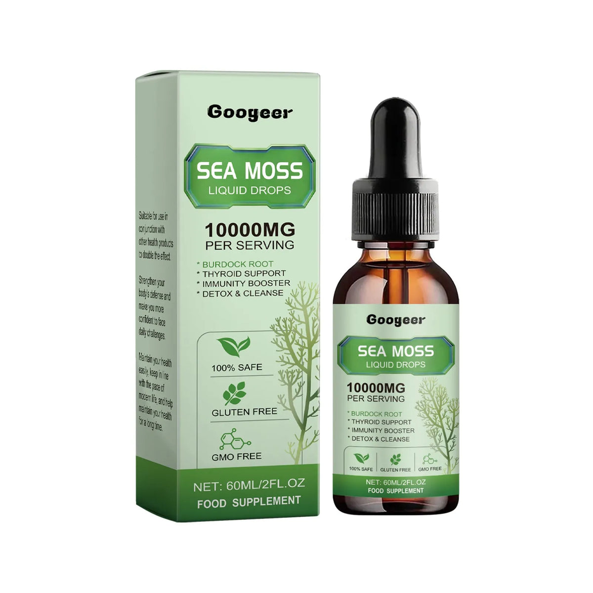 Googeer sea moss liquid drops body treatment in 60ml bottle with traditional Chinese medicine extracts