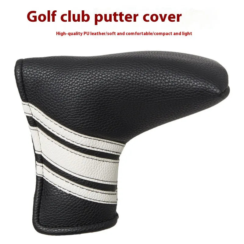 Black PU leather golf club head cover push rod case with sleeve for equipment protection