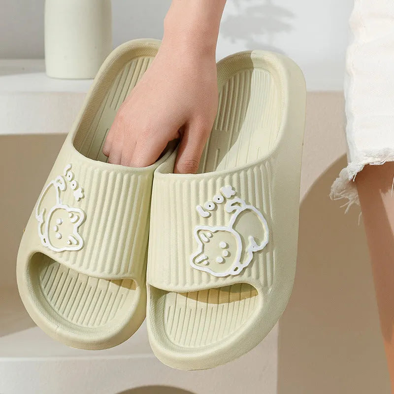 Women's cat design EVA platform slippers in multiple colours for indoor and outdoor home wear