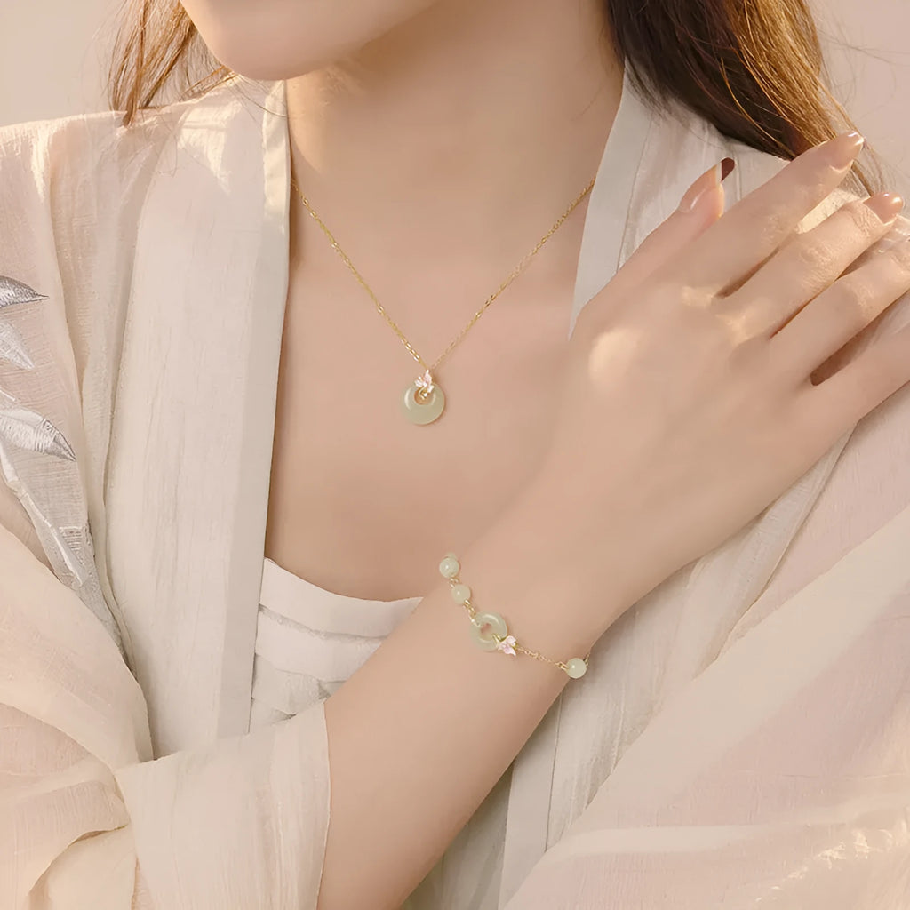 925 silver orchid necklace with safe buckle and peace buckle charm on O-ring chain