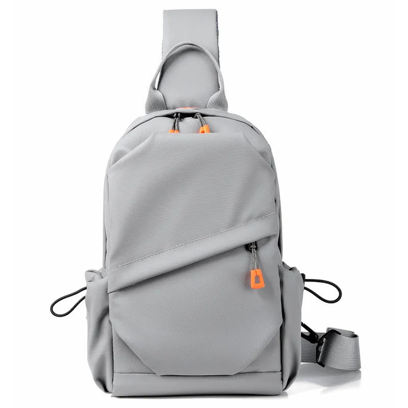 Men's waterproof polyester casual crossbody bag in black with single shoulder strap