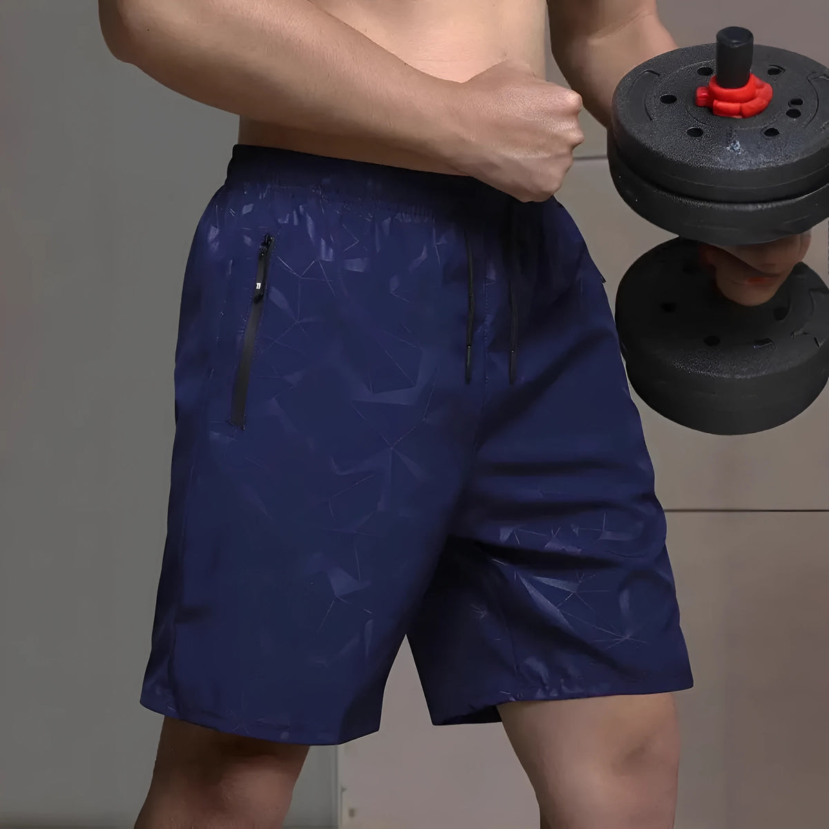 Men's loose fitting sports shorts with printed beach pants design in black colour