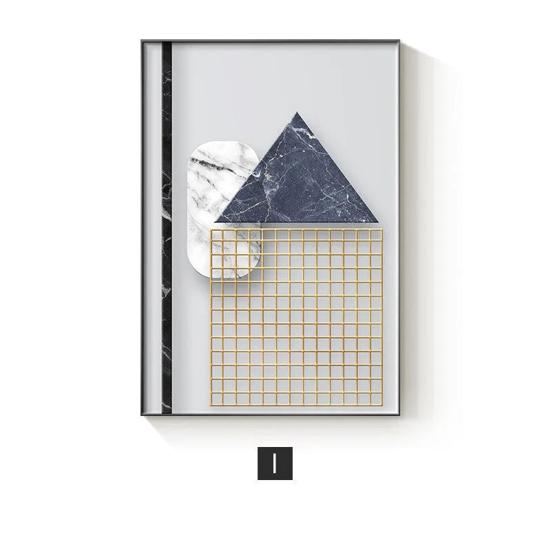 Abstract geometric pattern printed on a canvas wall art poster in a simple, modern style.