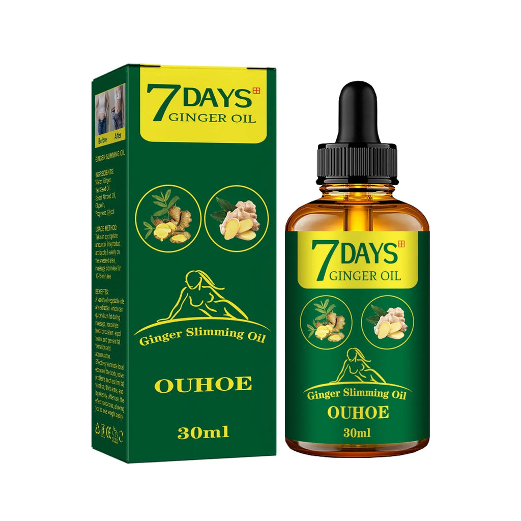 30ml ginger body shaping firming oil bottle with dropper for thigh and muscle slimming care