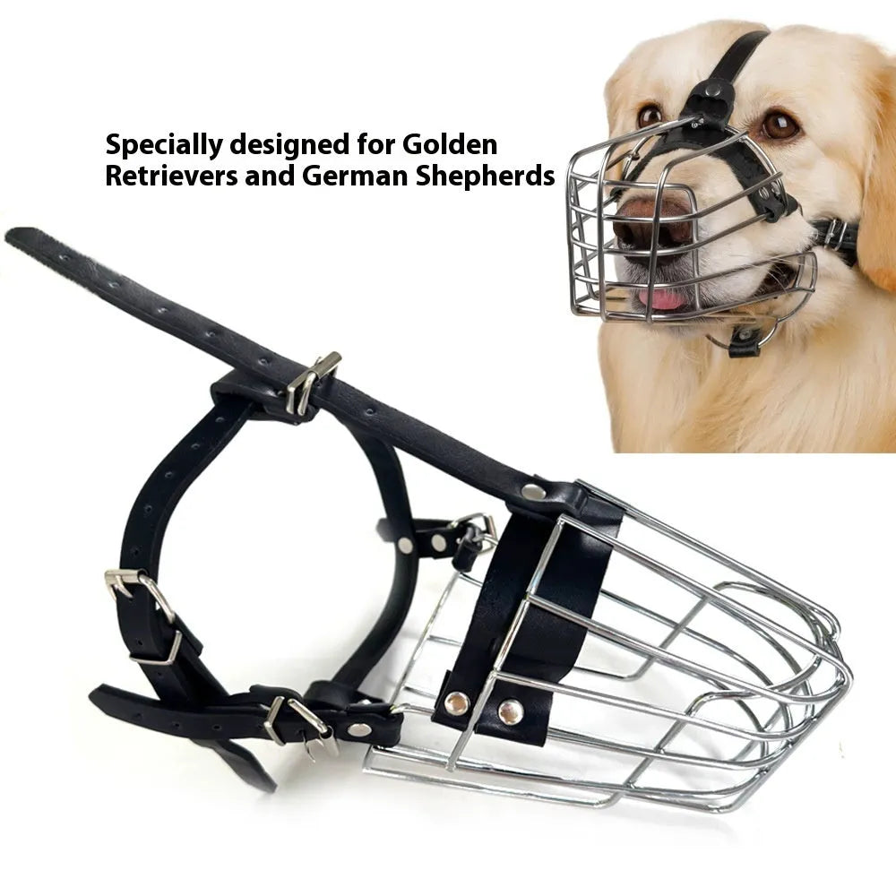 Black metal dog mouth cover for Golden Retrievers and German Shepherds