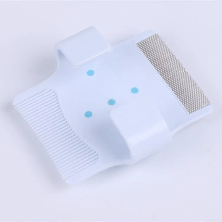 Blue and green multifunctional pet comb for dog grooming with floating hair removal, massage, and flea control features