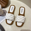 Women's casual plaid PVC beach sandals with a thick anti-skid sole in white.