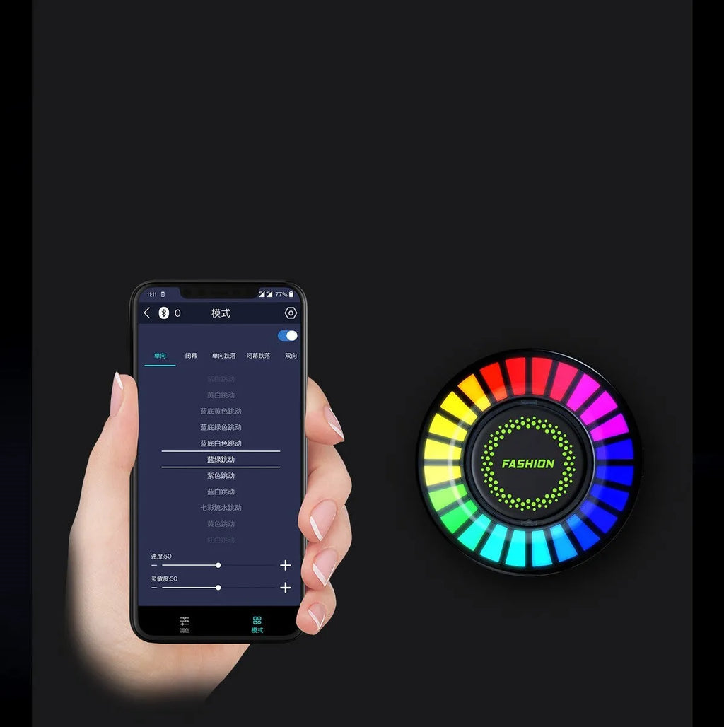 Car air outlet aromatherapy diffuser with RGB rhythm lighting mounted on car vent