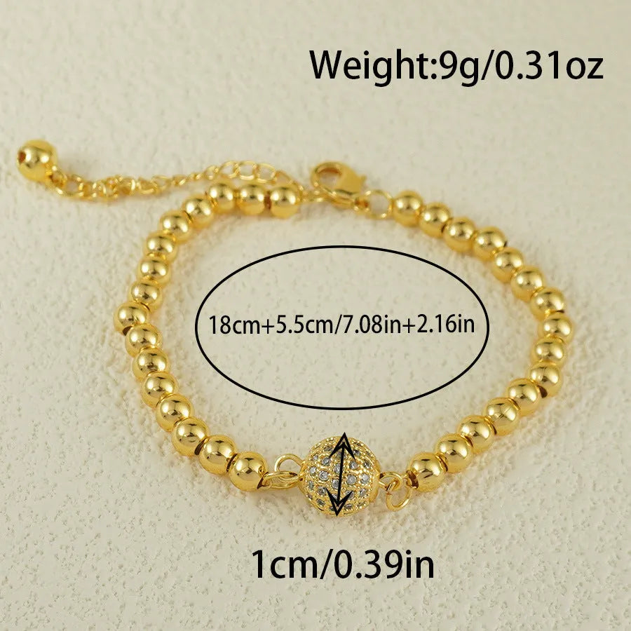 Women's copper bracelet with heart-shaped Arabic design and zircon stone detailing