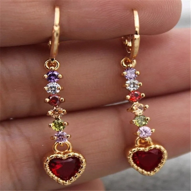 Women's heart-shaped alloy earrings with electroplated gold or silver colour finish