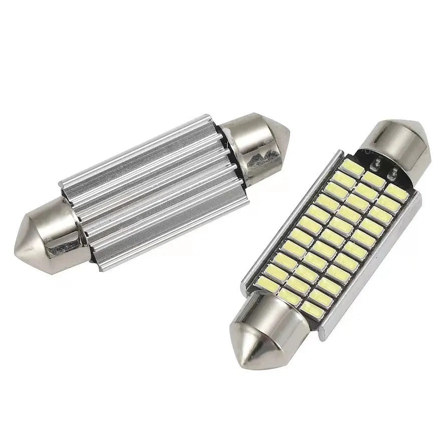 White aluminium car roof light with double tip design showing LED array