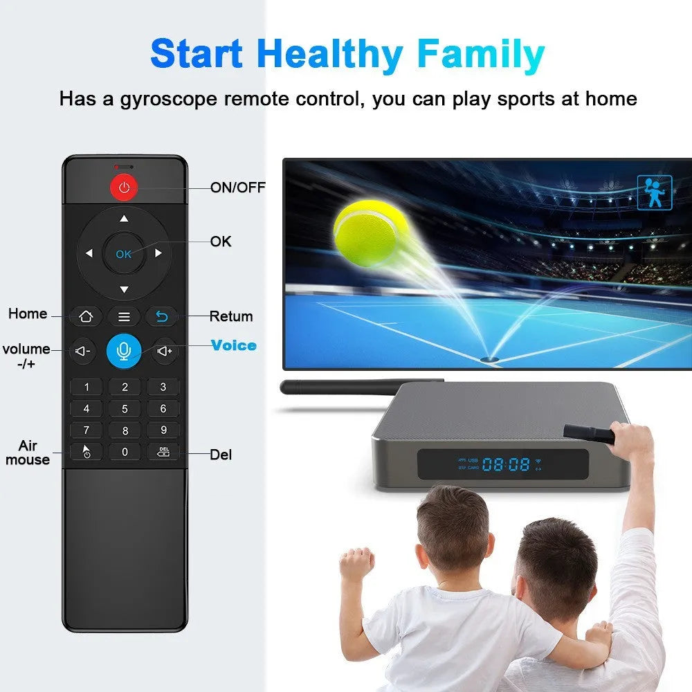 Android 8K set-top box with RK3566 processor measuring 105mm x 105mm x 20mm