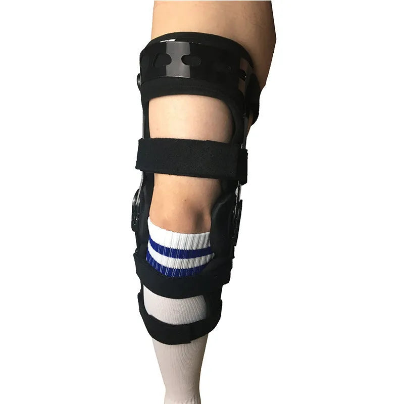 Black anterior ligament knee pad supporter with iron frame and brushed cloth surface