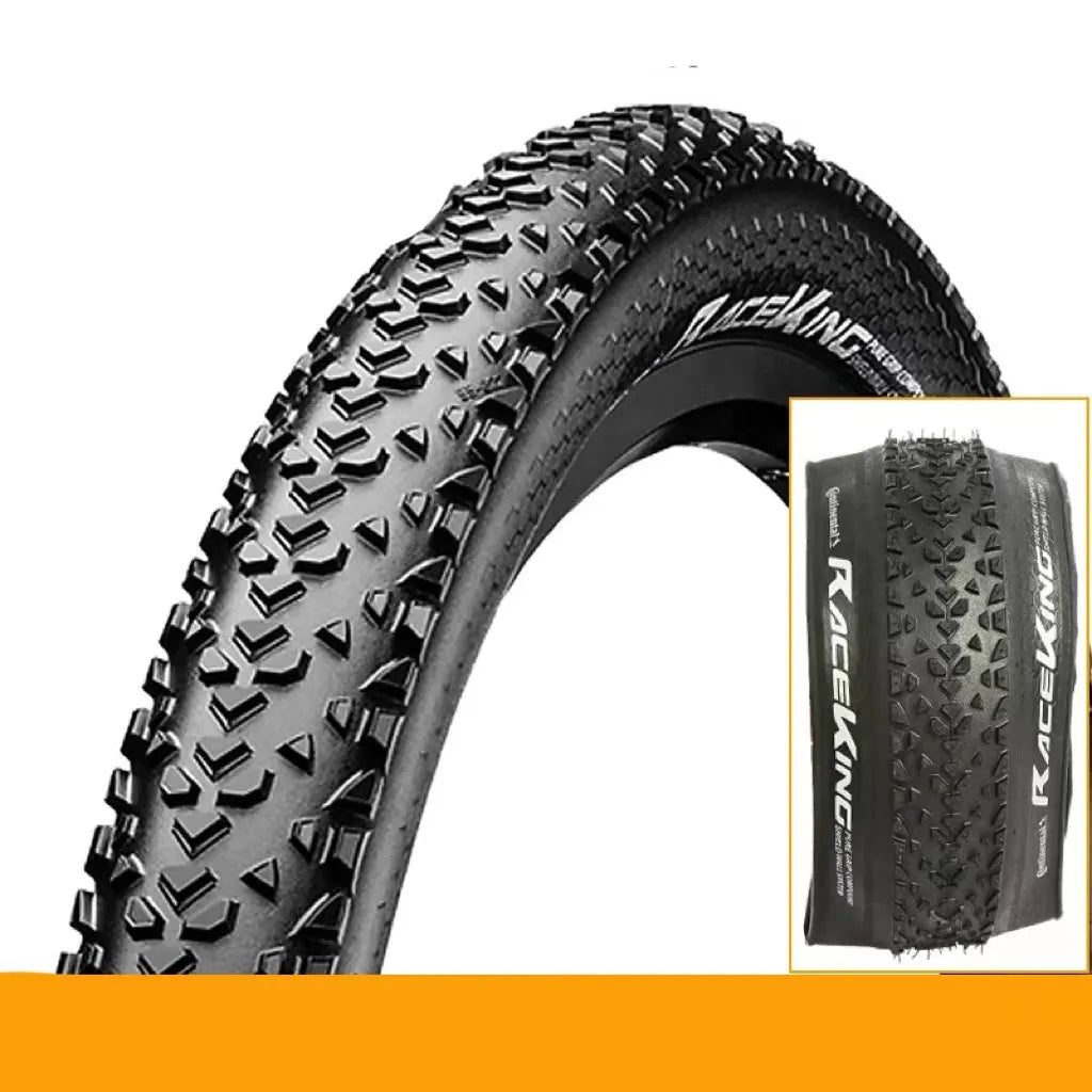 Mountain bike folding outer tyre showing tread pattern and sidewall in yellow or white options