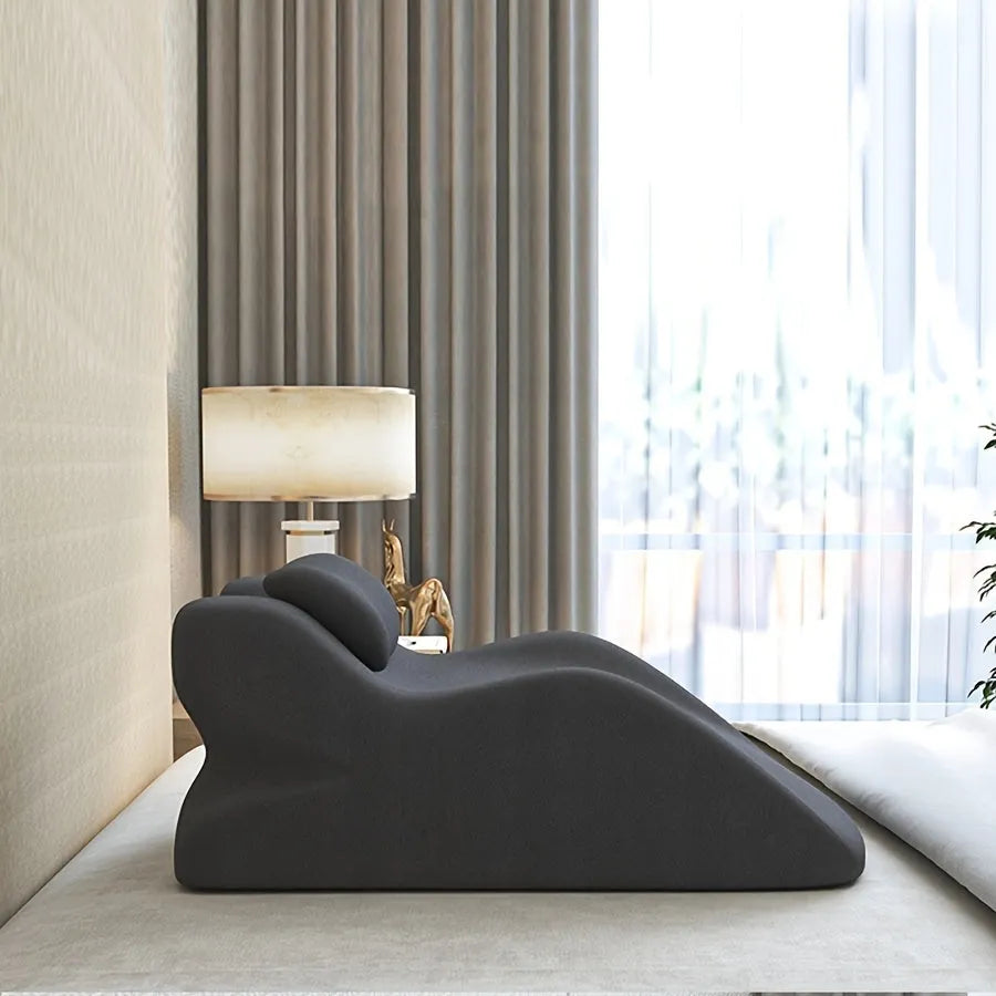 Stomach sleeper pillow in neutral colour for prone sleeping and reading in bed.
