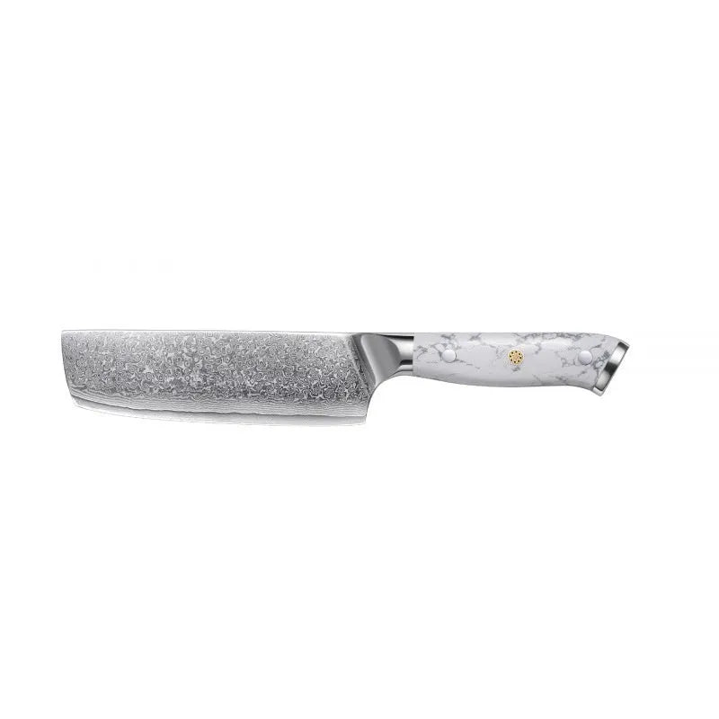 Damascus VG10 steel chef's knife with 21cm blade combining eight cutting functions