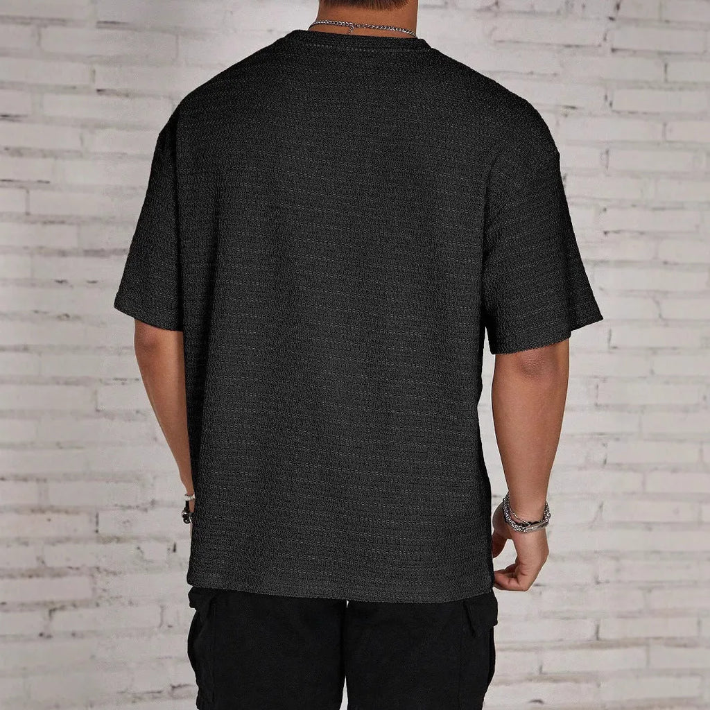 Men's slim fit hollow design t-shirt in lightweight polyester available in four solid colours