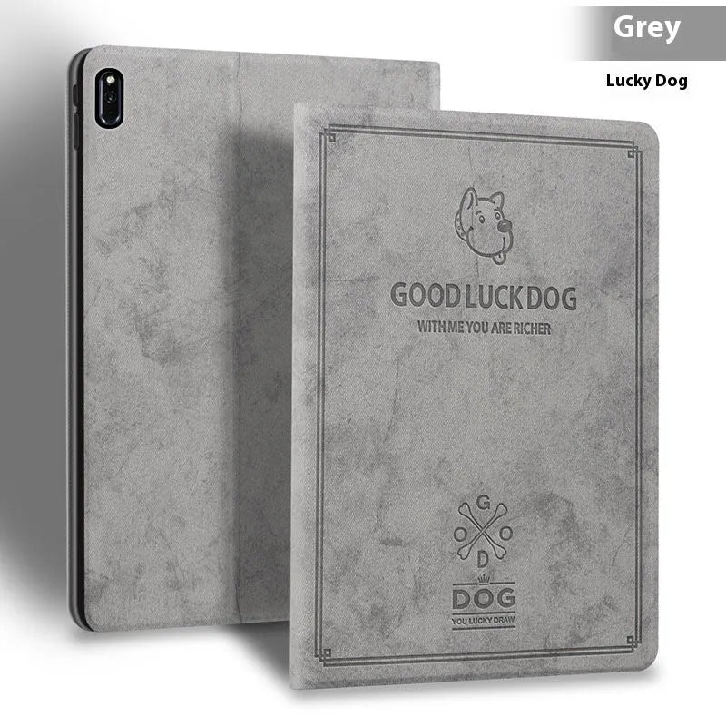 iPad TPU leather protective case in clamshell design showing front and back views