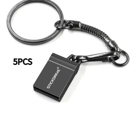 Metal car-shaped USB flash drive on a keychain in black and silver finishes.