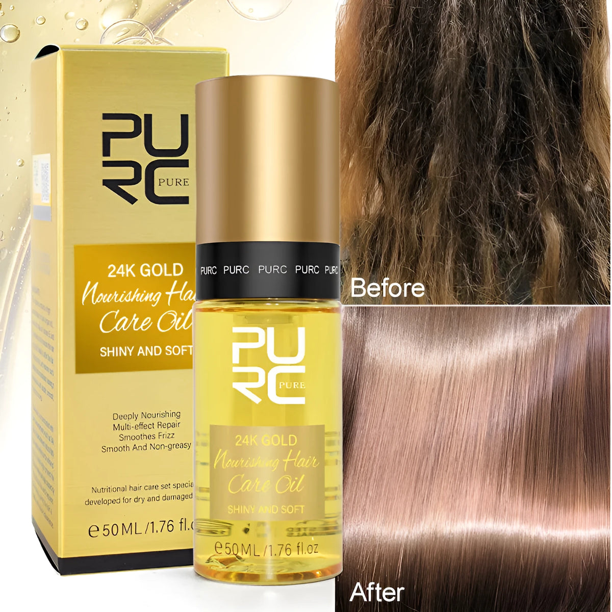 50ml yellow essential oil bottle for curly hair split end and scalp care