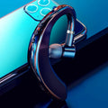 A single black wireless Bluetooth headset with an in-ear design, shown rotated for right or left ear wear.