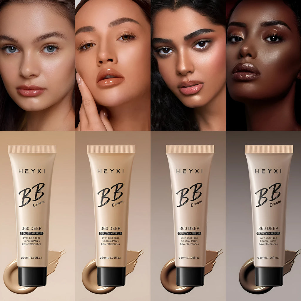 Waterproof sweat-proof BB cream in four colour shades for all skin types