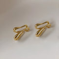 Double-layer earless ear clips in gold or silver electroplated copper with geometric line design, one pair