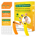 Orange-yellow wart removal tool with rubber rings in two sizes for mole treatment