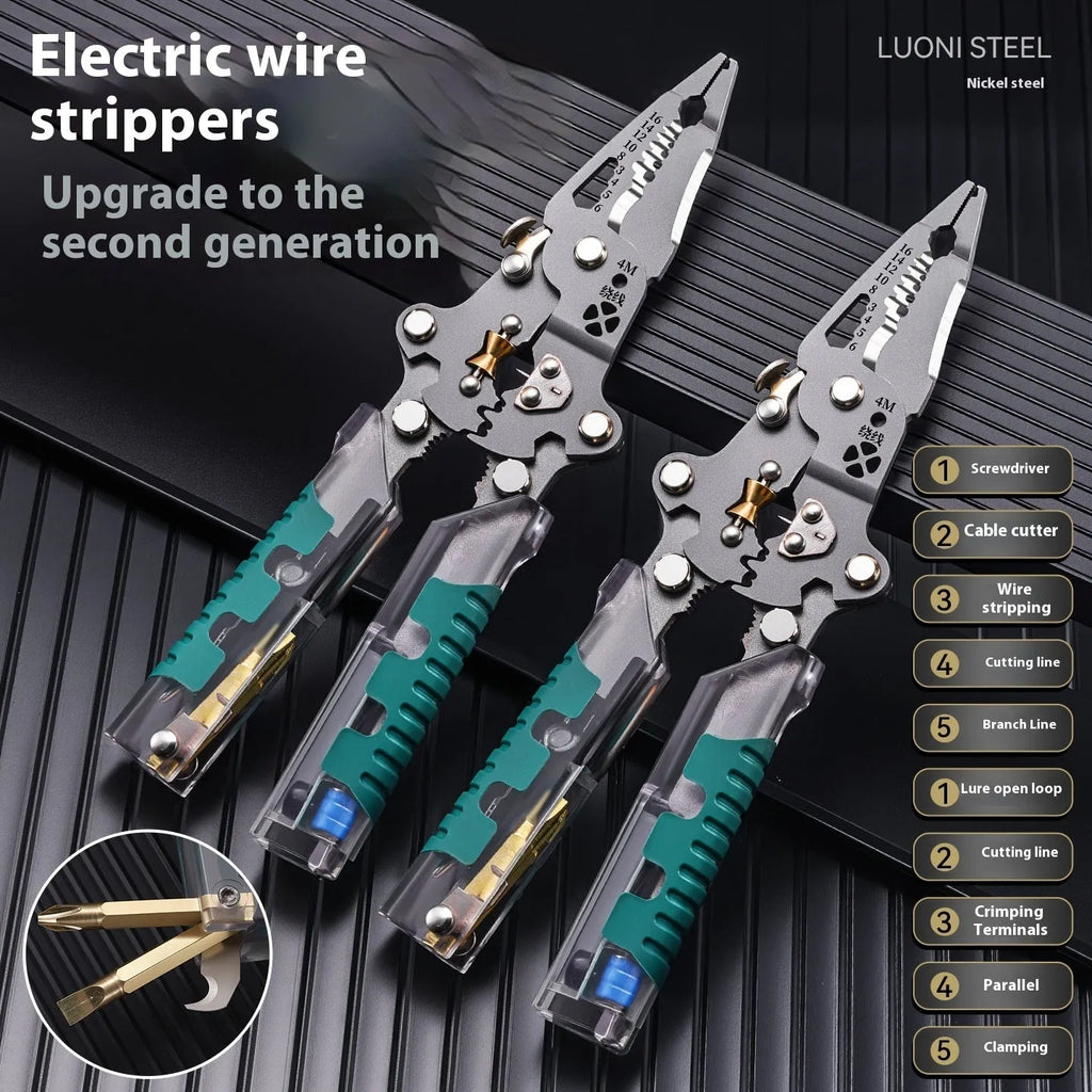 225mm electricians' pliers wire stripper with Luo ni steel cutting edge and rust prevention