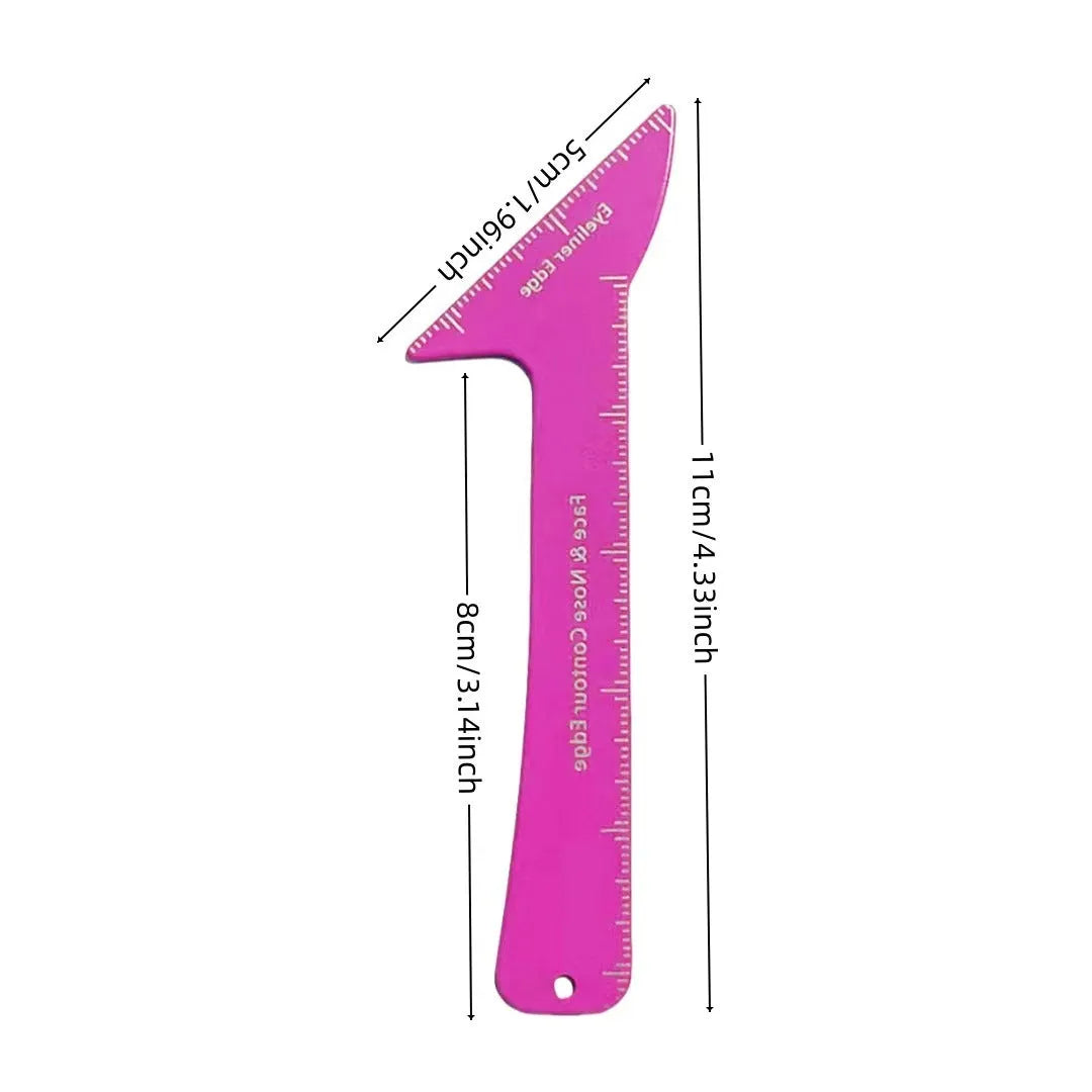 Pink and LaserFX coloured reusable eyeliner stencils tool for hooded eyes with 3-in-1 winged eyeliner, eyebrow, and contour templates