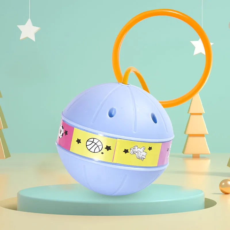 Light-up jumping ball for children, 10cm plastic ball with tether, 77cm total length, pink and blue options