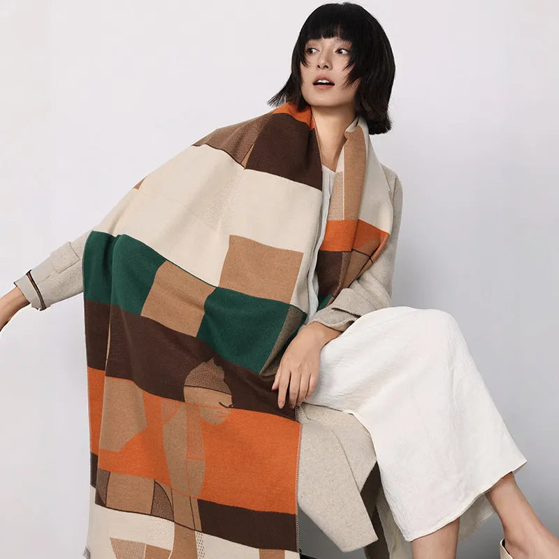185x65cm imitation cashmere scarf in autumn colours