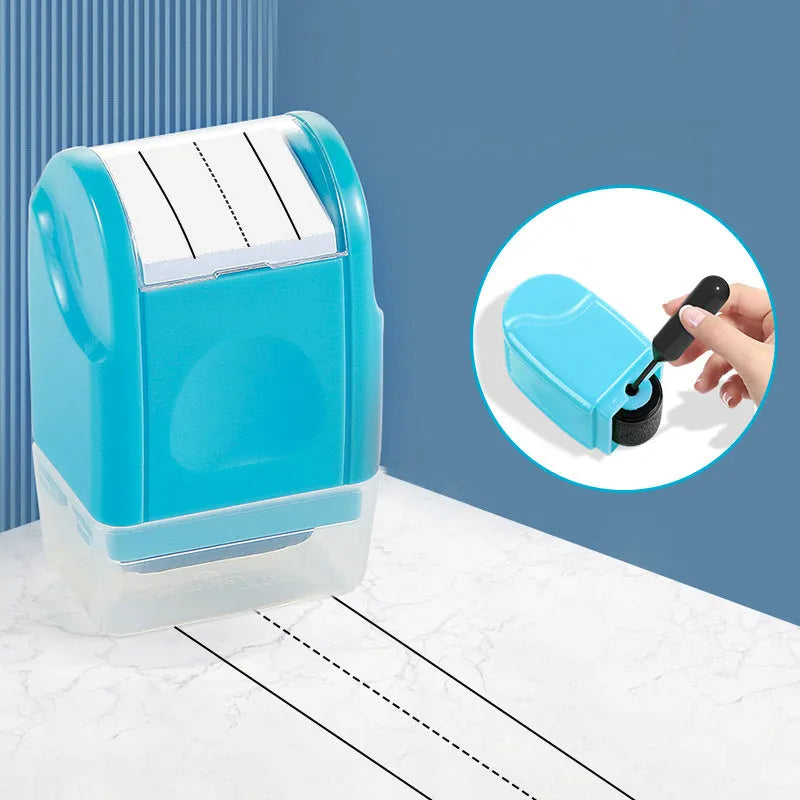 Plastic rectangle roller stamp for English lines in seven colour options