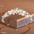 Gold or silver electroplated alloy pearl crown headdress women's hair accessory