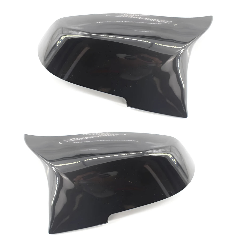 Paint bright black horn-shaped rearview mirror shell for BMW 3 Series and 4 Series F-chassis models.