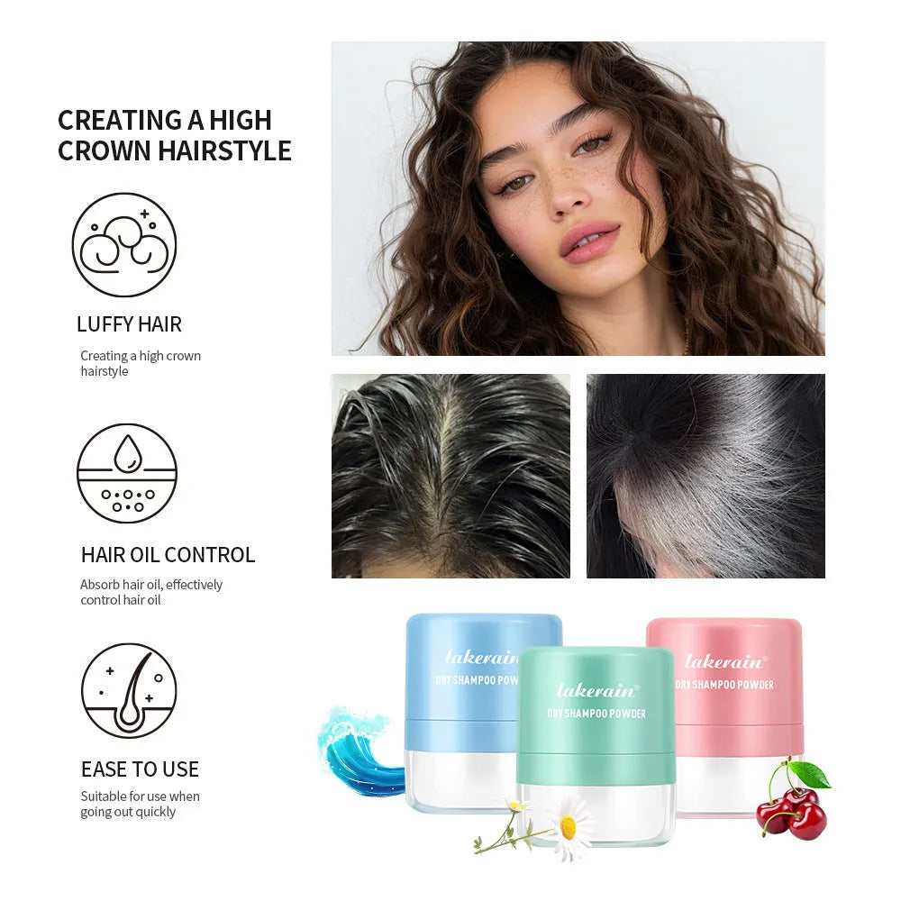 Disposable hair dry cleaning powder sachet with sponge applicator in blue, green, and red fragrance options