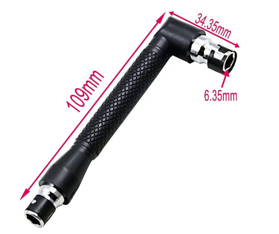 L-shaped socket wrench handle with 10 steel screwdriver bits and drill bit socket wrenches