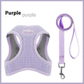 Waffle fabric cat harness with rope chest strap in brown, green or purple colours