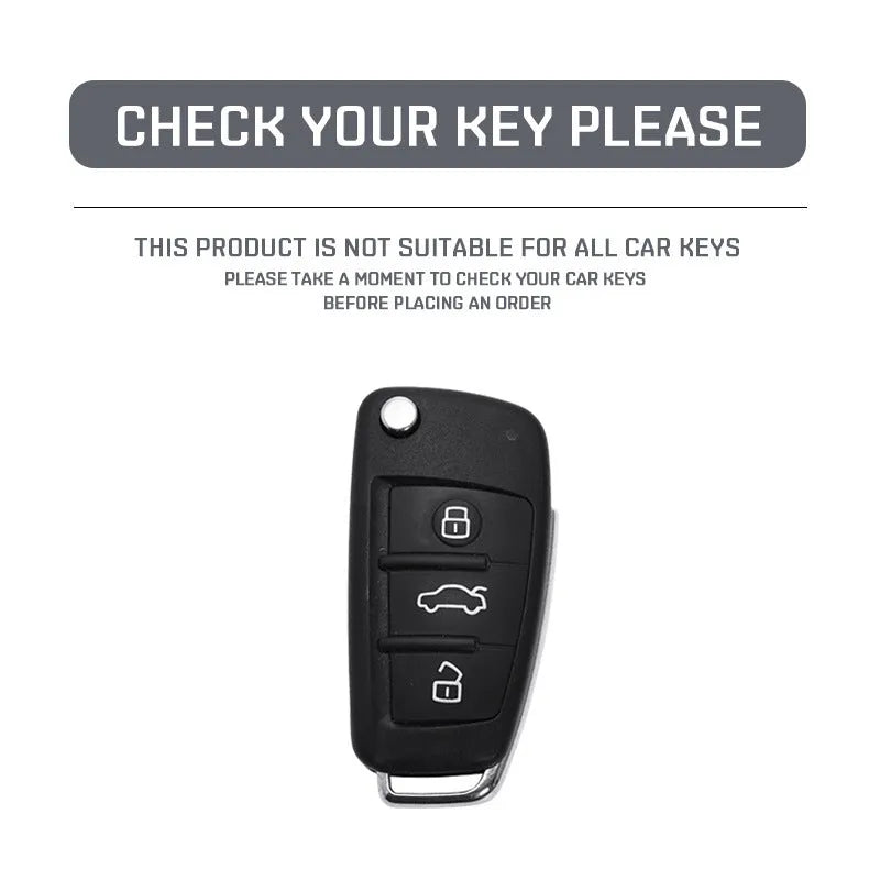 Carbon fibre pattern car key cover with mirrored surface elements in carbon black colour