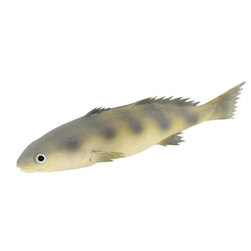 Three PU simulated fish ornaments showing yellow-fin tuna, small tuna and flower fish ocean creature models