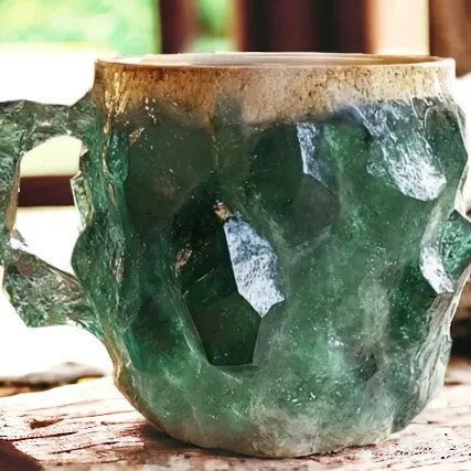 Resin mineral crystal design coffee mug with handle in assorted colours