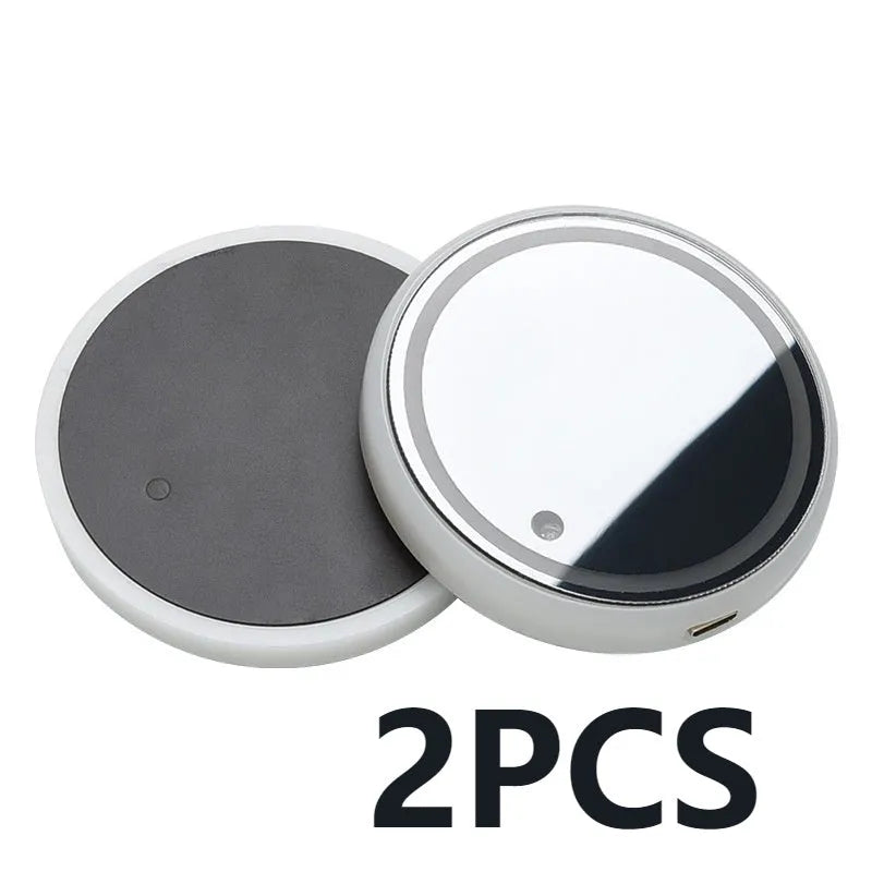 Colourful LED light-up coaster for car cup holder showing seven light modes on a non-slip acrylic surface.