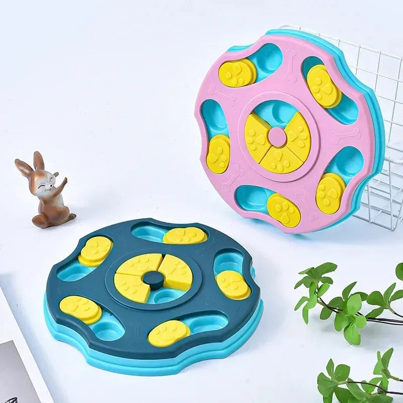 Blue dog puzzle toy feeder with interactive food searching games for aggressive chewers