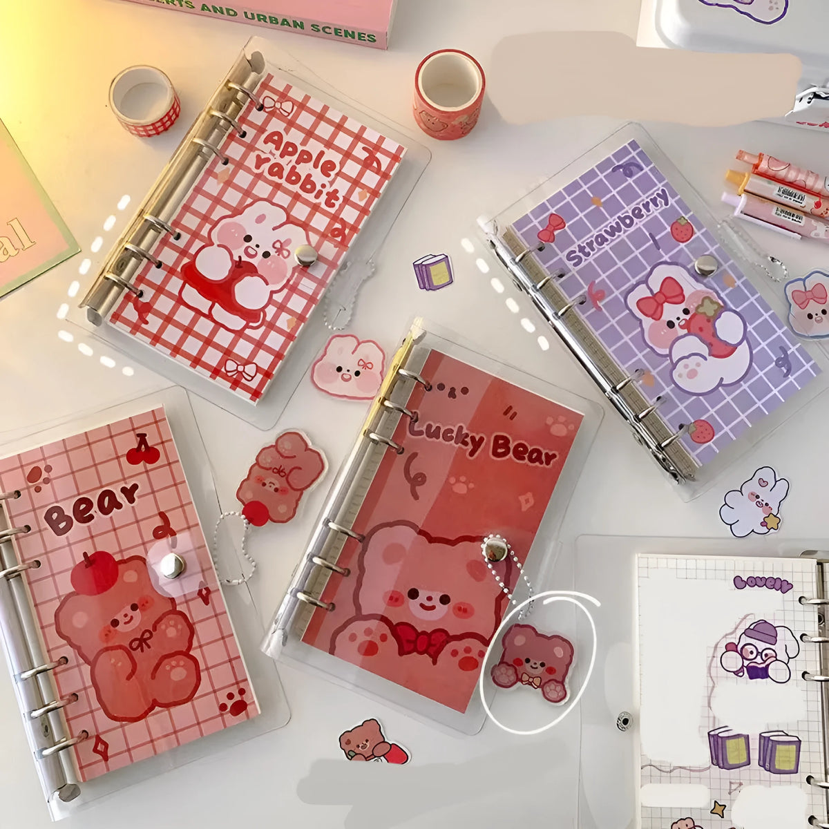 A6 loose leaf notebook with girl heart design, 80 sheets of 70g paper, 6-hole pass type construction