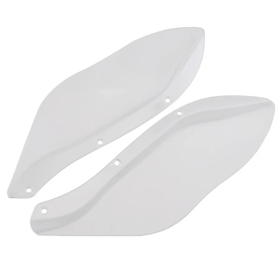 Pair of left and right black ABS plastic side wing head covers for Harley Davidson motorcycle.