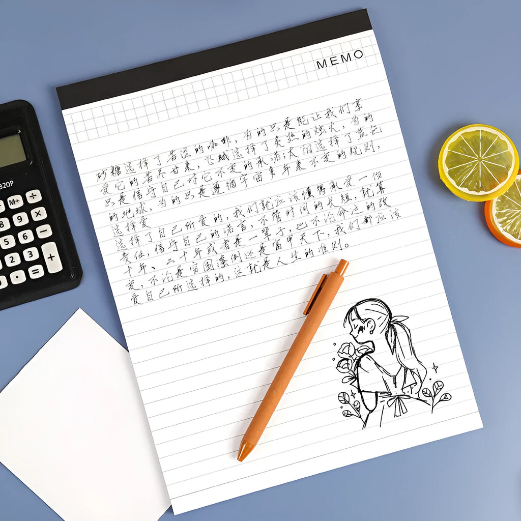 A4 tearable meeting notebook with grid design cover and wireless adhesive binding