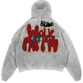 Granny grey hoodie with vintage character letter print and pocket