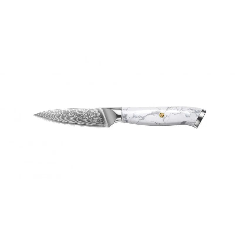 Damascus VG10 steel chef's knife with 21cm blade combining eight cutting functions