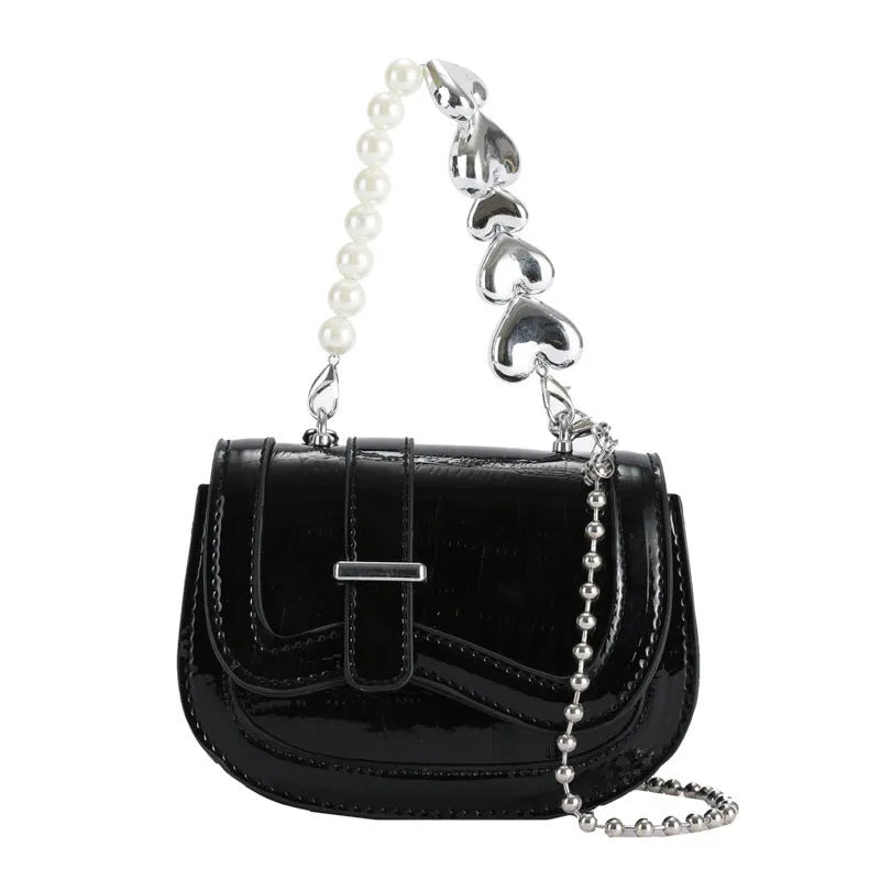 Women's PU leather crossbody bag in horizontal square shape with single shoulder strap