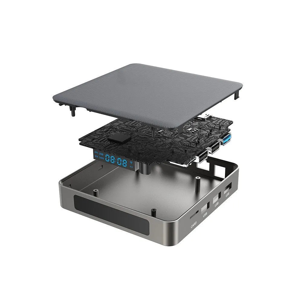 Android 8K set-top box with RK3566 processor measuring 105mm x 105mm x 20mm